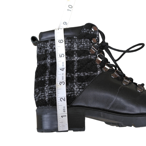 Marc Fisher 7M Lanzia Tweed Leather Laceup Combat Boots - Picture 11 of 16